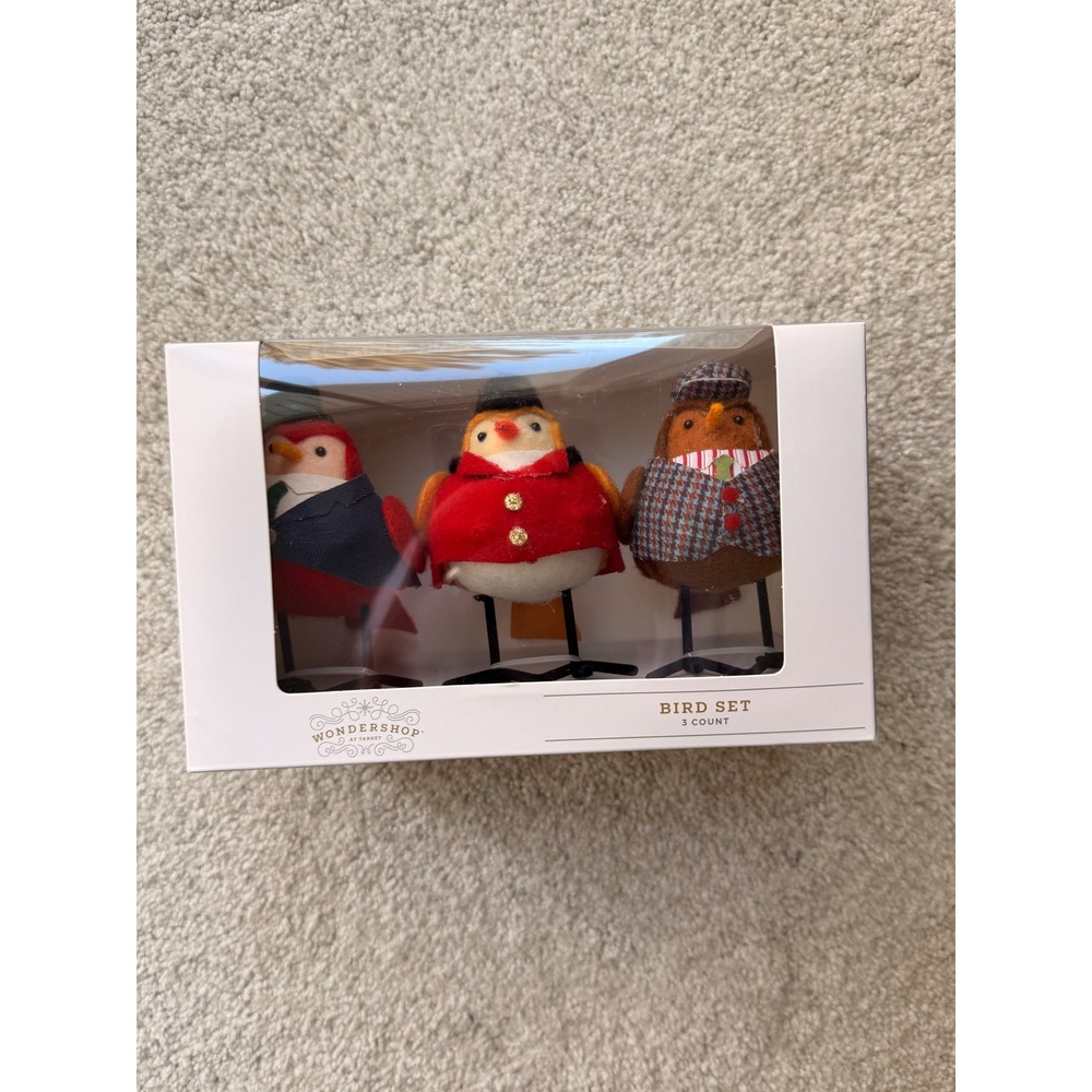 Wondershop Target Bird Set 3 Count Fabric Winter Holiday Figurines 051 12 4279